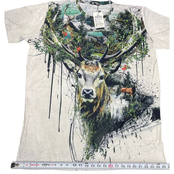 Hoodie Lab 4XL Men’s AOP Deer Nature T-Shirt All Over Print Art By Riza Peker - Picture 8 of 9